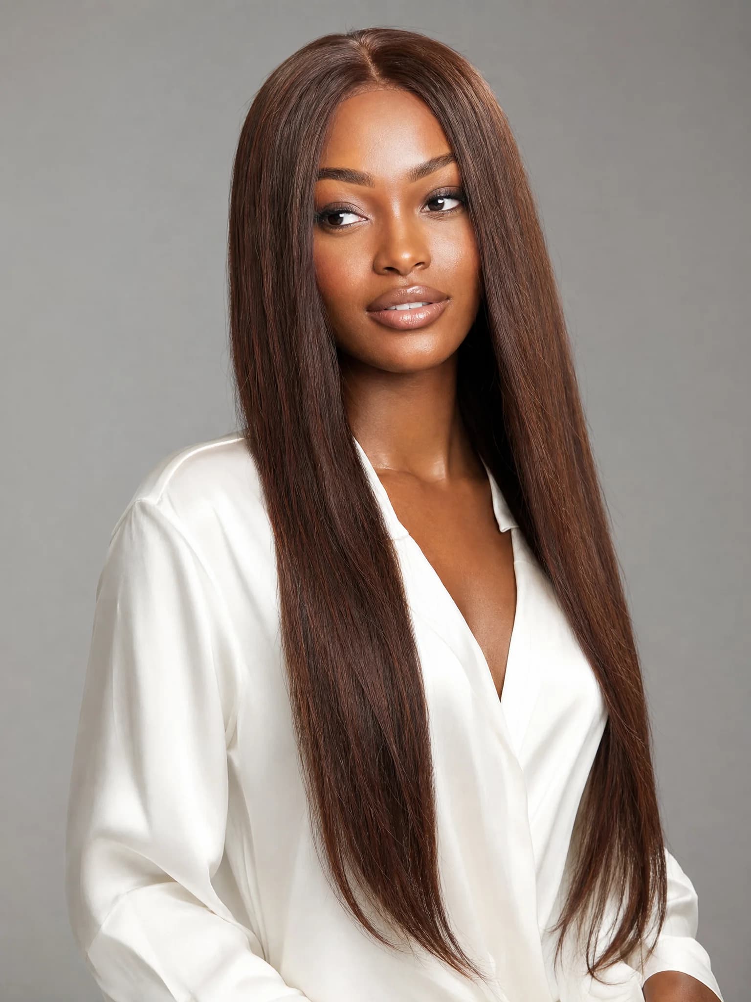 Perruque Longue Lisse Chocolat